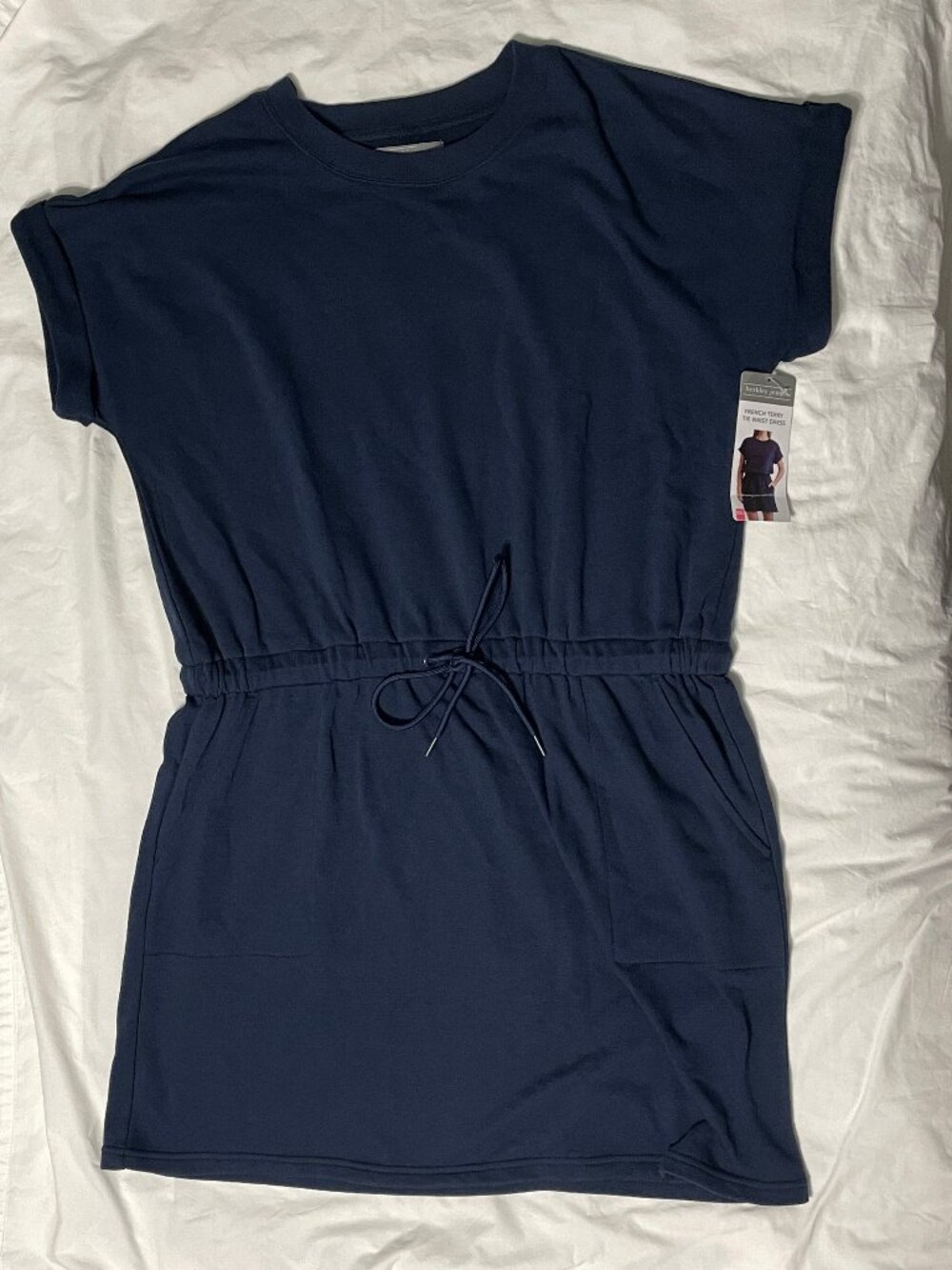 NWT Berkley Jensen French Terry The Waist Dress Navy Blue Womens Sz XXL